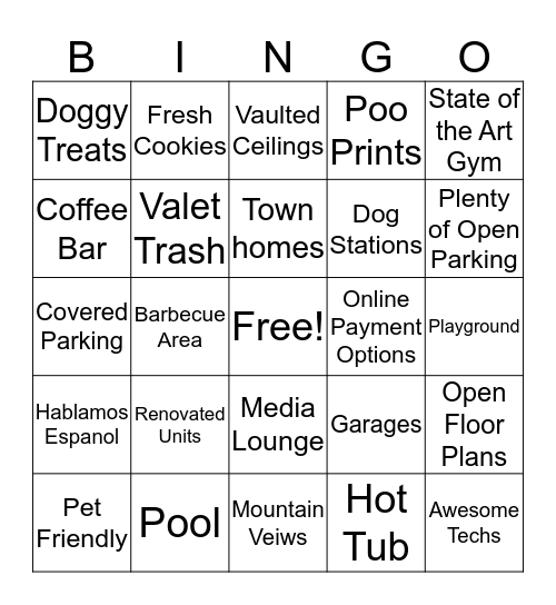 Boulder Canyon Bingo Card