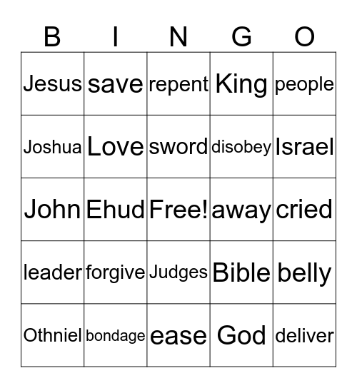 Israel's Unfaithfulness Bingo Card