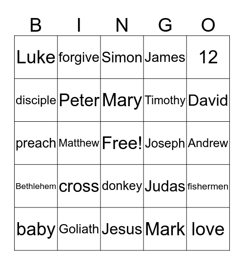 Bible Bingo Card