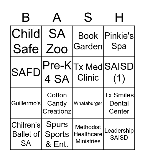 Hemisfair Back to School Bash Bingo Card