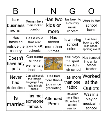 GCHS Class of 2009 - 10 Year Reunion Bingo Card
