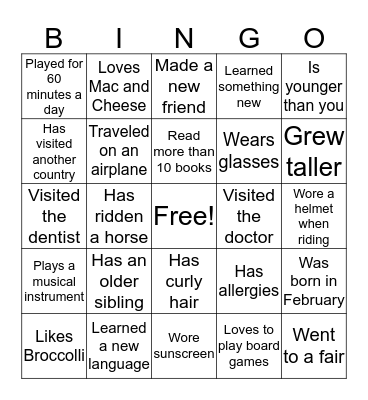 BACK TO SCHOOL BINGO Card