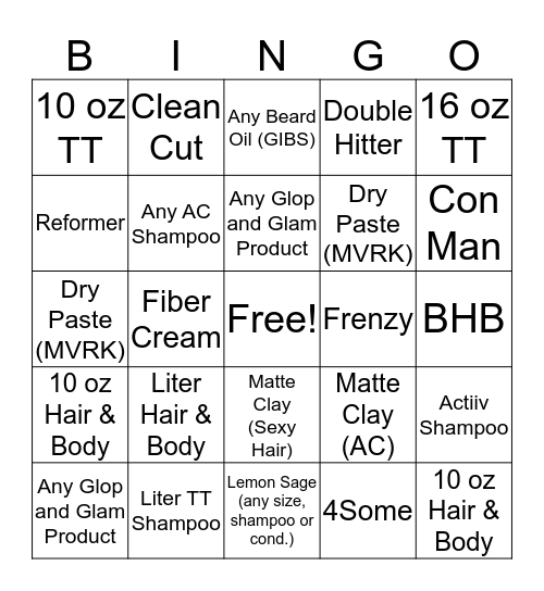 Sport Clips Bingo! Bingo Card
