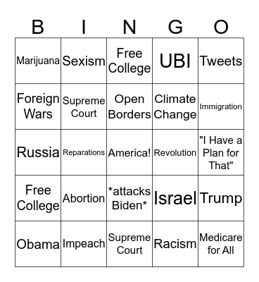Debate Bingo Card