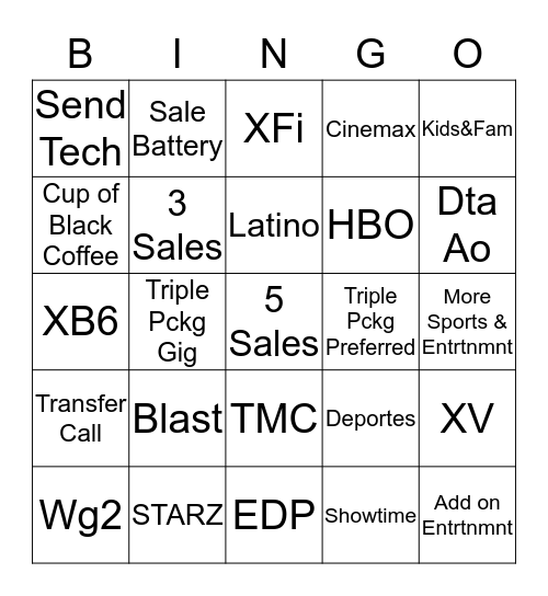 Telesales Bingo Card