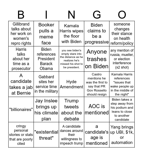 demz debates - night 2 Bingo Card