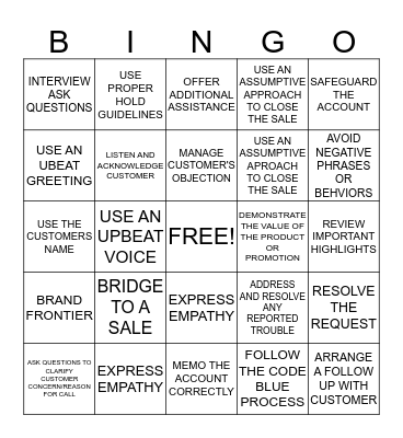 CUSTOMER SERVICE WEEK Bingo Card