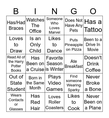 Who's Who Bingo Card