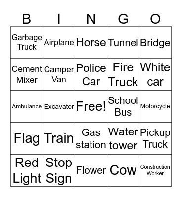 Asher's Road Trip Bingo 2019 Bingo Card