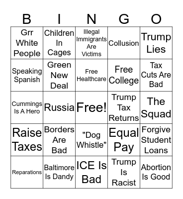 Dem Debate 2 Bingo Card