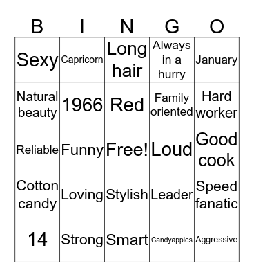 In Honor of Simone Bingo Card