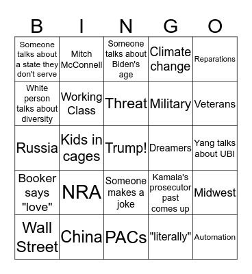 Debate night 2  Bingo Card