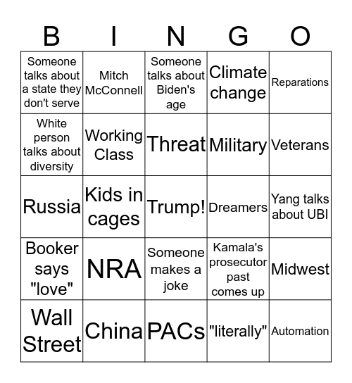 Debate night 2  Bingo Card