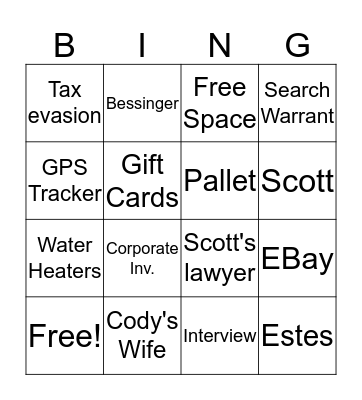 Estes Bingo Card