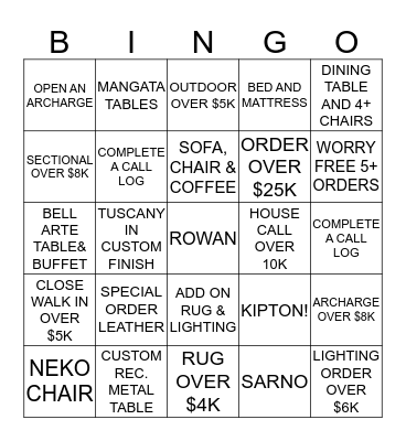 STOREWIDE SALE BINGO Card