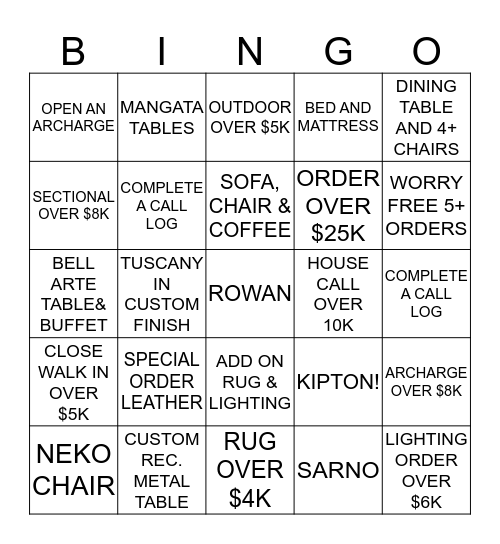 STOREWIDE SALE BINGO Card