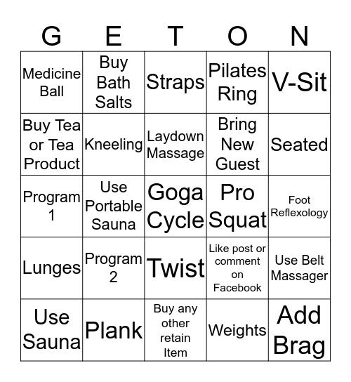 Goga Bingo Card
