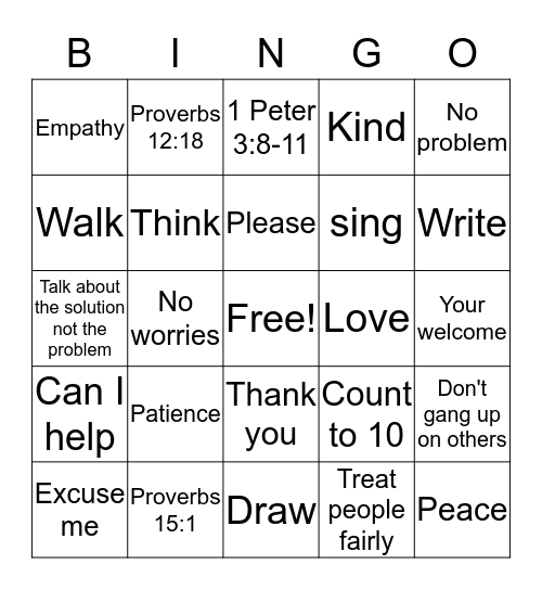 Conflict Resolution Bingo Card