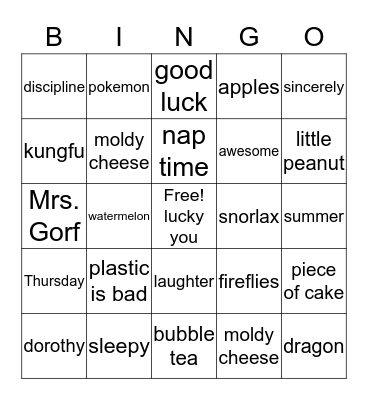 Dorothy is incredibly AWESOME Bingo Card