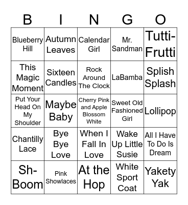 1959 Bingo Card