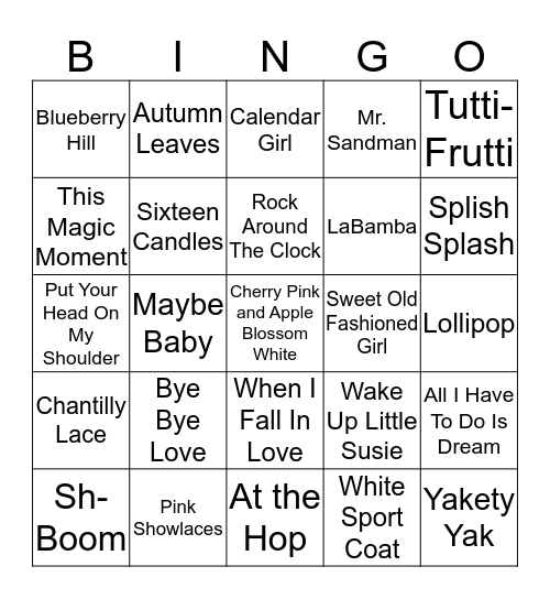 1959 Bingo Card