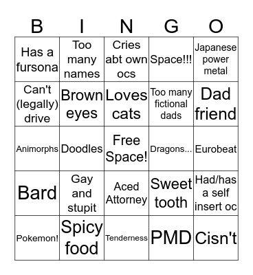 Real Johnny Hours Bingo Card
