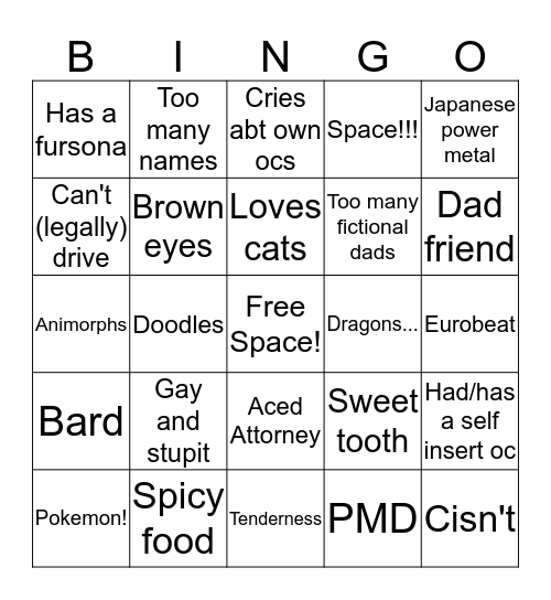 Real Johnny Hours Bingo Card