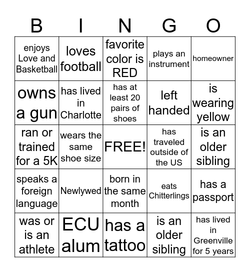 Sizzling Meet and Greet Bingo Card