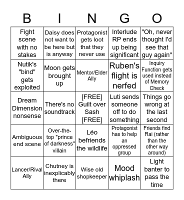 LDRP Saga Bingo Card