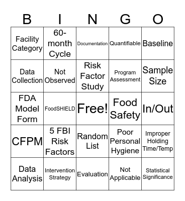 Standard 9 Bingo Card