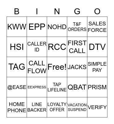 CENTURYLINK BINGO Card