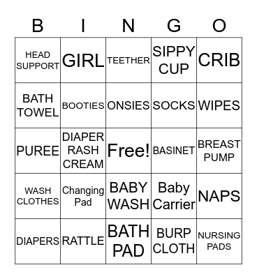 BABY SHOWER Bingo Card