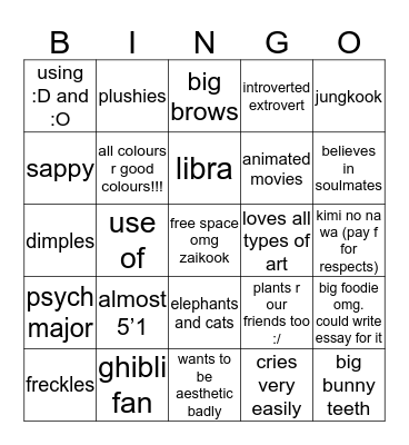 zainab bingo :D Bingo Card