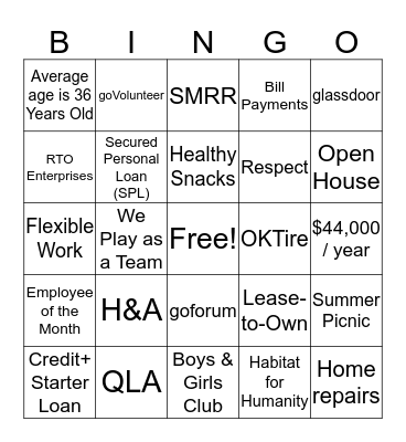 goeasy Bingo Card