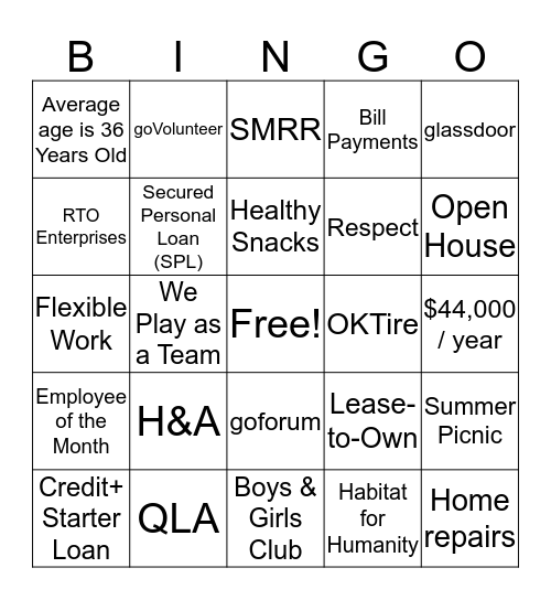 goeasy Bingo Card