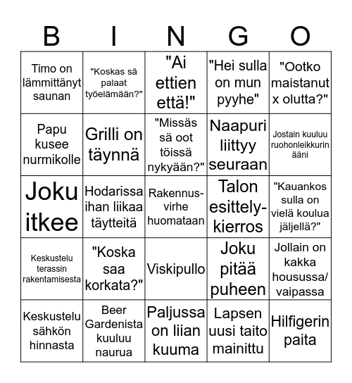 Hevonpaskabingo 2019 edition Bingo Card