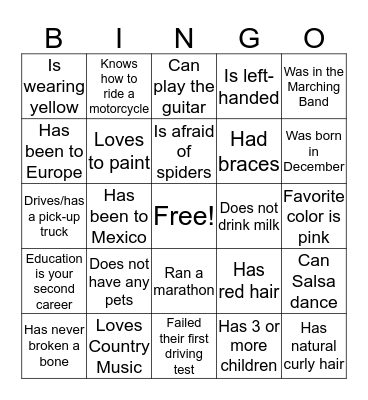 ICEBREAKER BINGO  Bingo Card