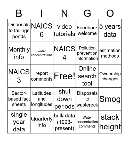 NPRI-O! Bingo Card