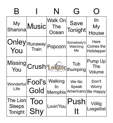 One HIT Wonders Bingo Card