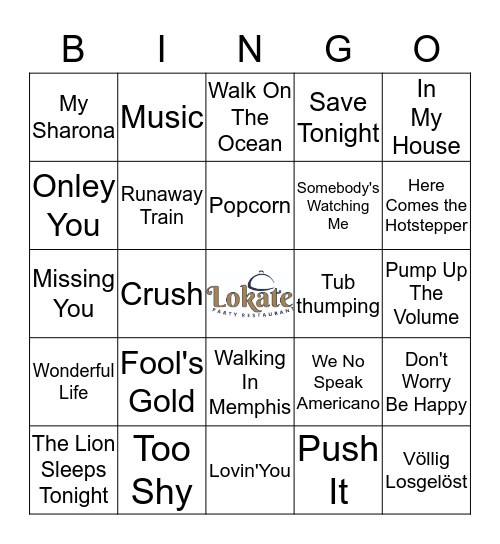 One HIT Wonders Bingo Card