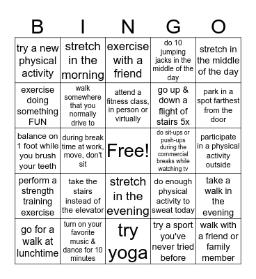 Week 3: Move More Bingo Card