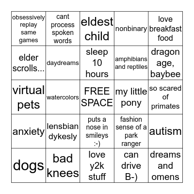 al toadkisses bingo Card