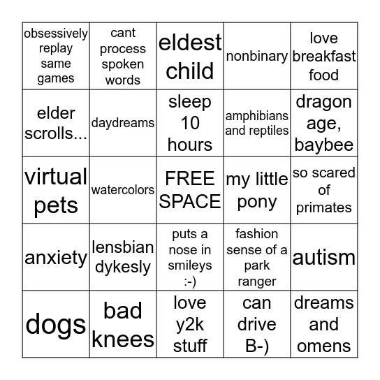 al toadkisses bingo Card