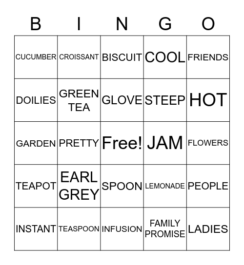 TEA PARTY Bingo Card