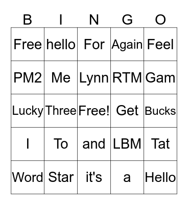 Test Bingo Card