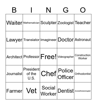 Career Bingo Card