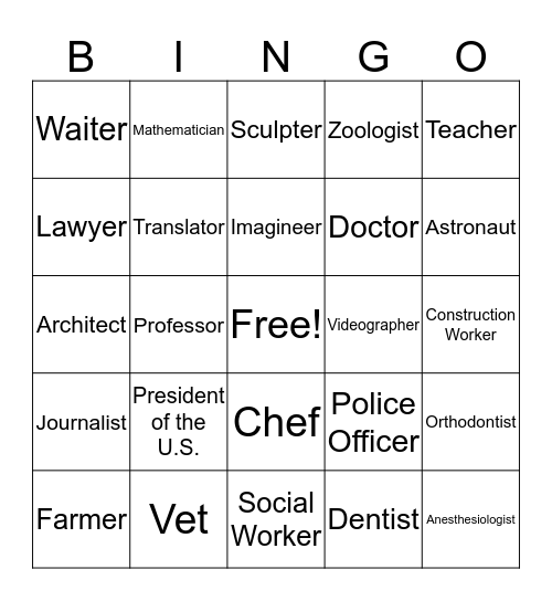 Career Bingo Card