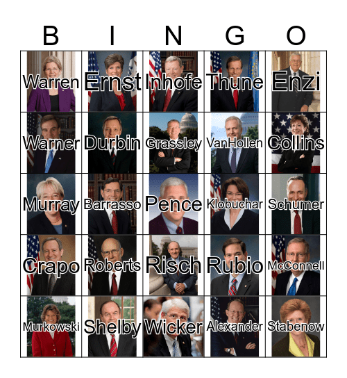 Chairman's and Senate Leadership Bingo Card