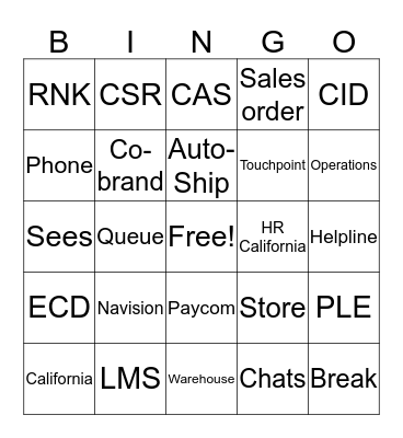 Customer Service Week BINGO Card