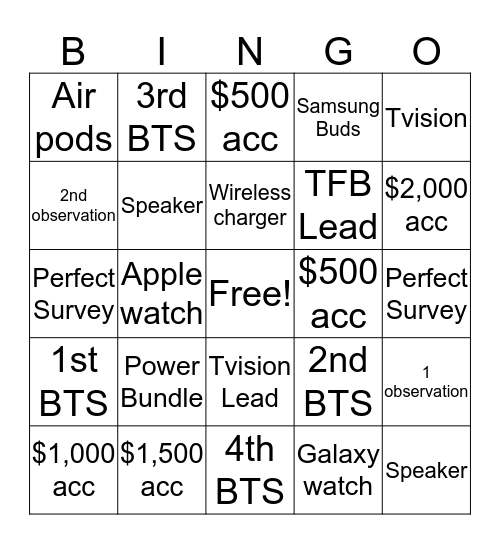 Jazzy Bingo Card